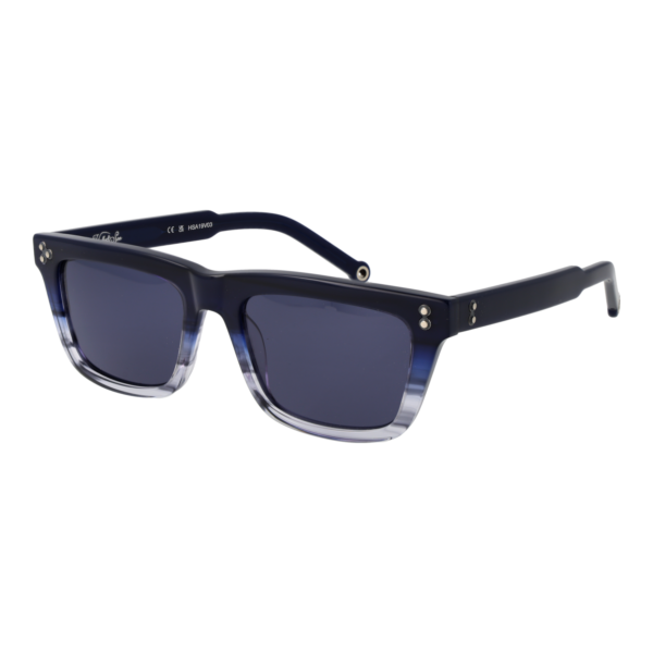 Hally & Son Rechteck Sonnenbrille HSA19V 5303S in Blau – 45° Seitenansicht