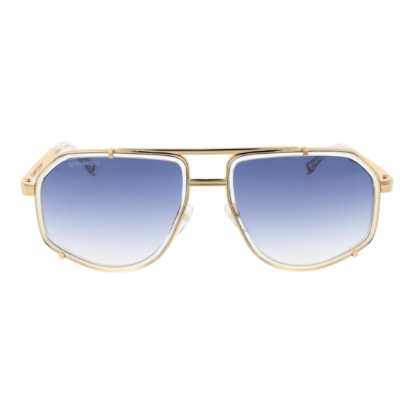 Dsquared2 Sonnenbrille D2 0190/S 6090008 – Frontansicht mit Metall Rahmen und Blau Gläsern