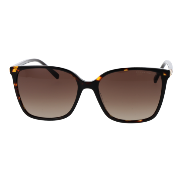 Tommy Hilfiger Sonnenbrille TH 2349/S 55086HA – Frontansicht mit Azetat Rahmen und Braun Gläsern