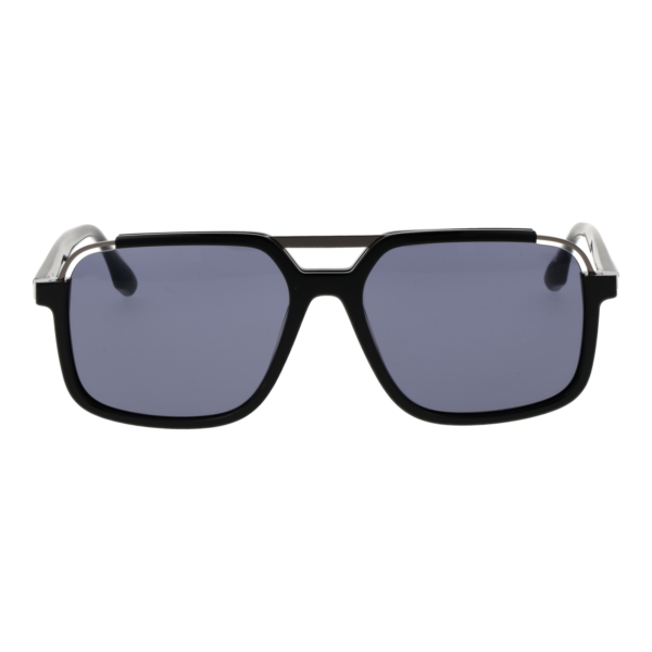 Trussardi Sonnenbrille TSM9037 58A01 – Frontansicht mit Azetat & Edelstahl Rahmen und Grau Gläsern