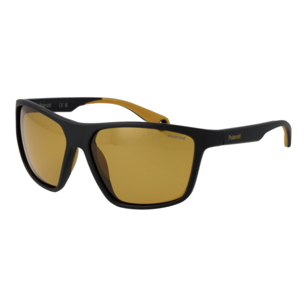 Polaroid Quadrat Sonnenbrille PLD 7040/S 59PGCMU in Schwarz – 45° Seitenansicht