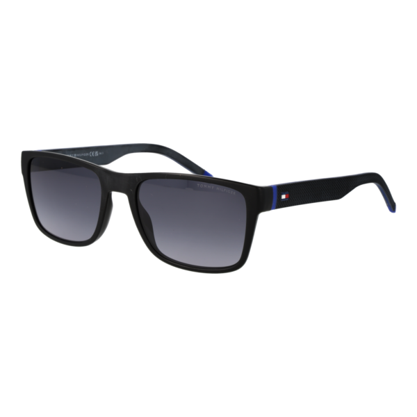Tommy Hilfiger Rechteck Sonnenbrille TH 2375/S 568079O in Schwarz – 45° Seitenansicht