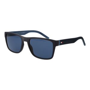 Tommy Hilfiger Rechteck Sonnenbrille TH 2375/S 56PJPKU in Schwarz – 45° Seitenansicht