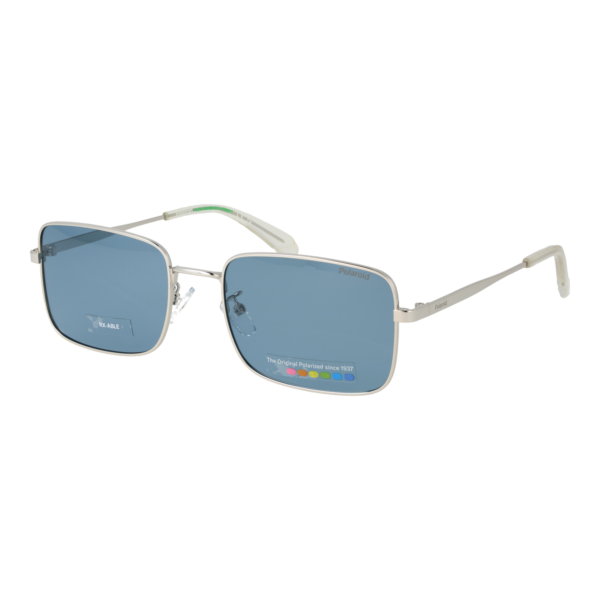 Polaroid Rechteck Sonnenbrille PLD 4213/G/S/X 57010C3 in Silber – 45° Seitenansicht