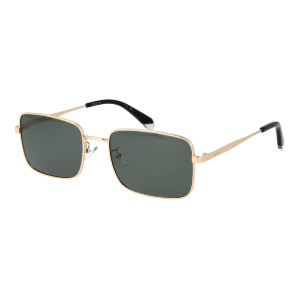 Polaroid Rechteck Sonnenbrille PLD 4213/G/S/X 57J5GUC in Gold – 45° Seitenansicht