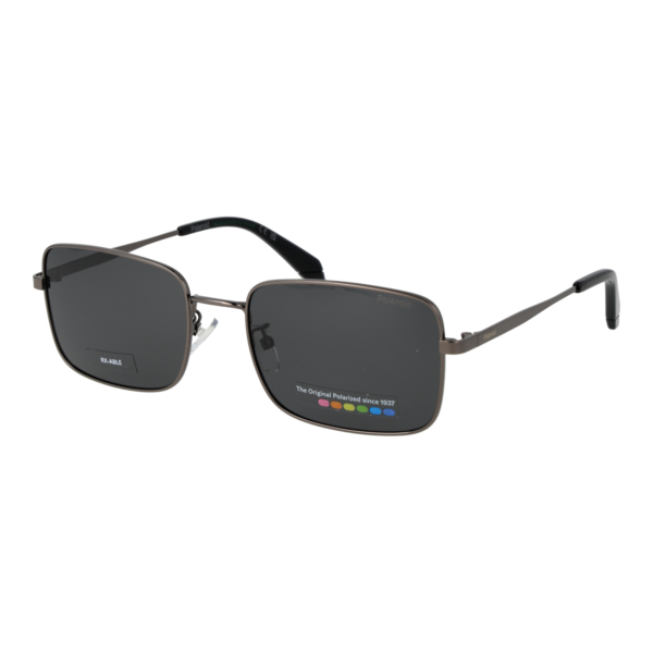 Polaroid Quadrat Sonnenbrille PLD 4213/G/S/X 57KJ1M9 in Grau – 45° Seitenansicht