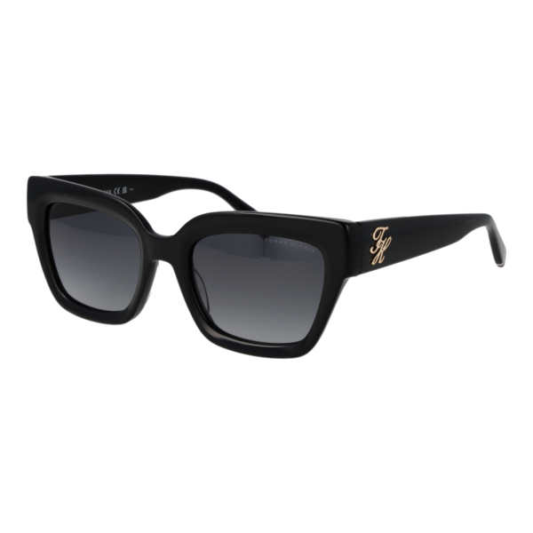 Tommy Hilfiger Rechteck Sonnenbrille TH 2402/S 538079O in Schwarz – 45° Seitenansicht
