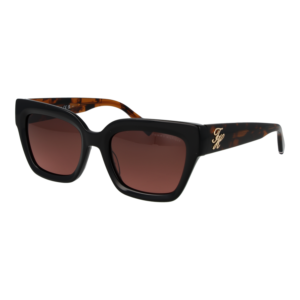 Tommy Hilfiger Rechteck Sonnenbrille TH 2402/S 53807M2 in Schwarz – 45° Seitenansicht