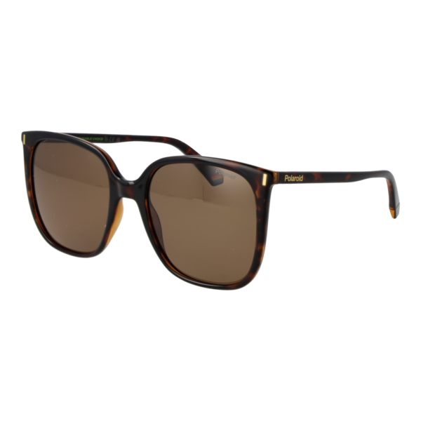 Polaroid Quadrat Sonnenbrille PLD 6218/S 56086SP in Braun – 45° Seitenansicht