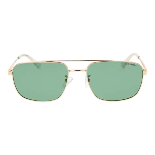 Polaroid Sonnenbrille PLD 4214/G/S/X 59PEFUC – Frontansicht mit Metall & Eco Edelstahl Rahmen und Grün Gläsern
