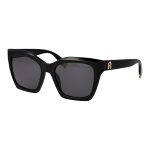 Furla Schmetterling Sonnenbrille SFU621 530700 in Schwarz – 45° Seitenansicht
