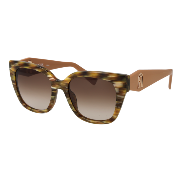 Furla Quadrat Sonnenbrille SFU812 536YHY in Havanna – 45° Seitenansicht