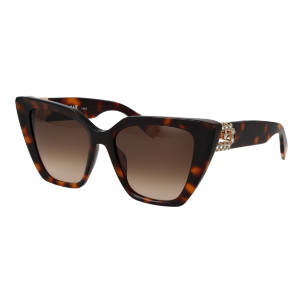 Furla Katzenaugen Sonnenbrille SFU879S 540752 in Havana – 45° Seitenansicht