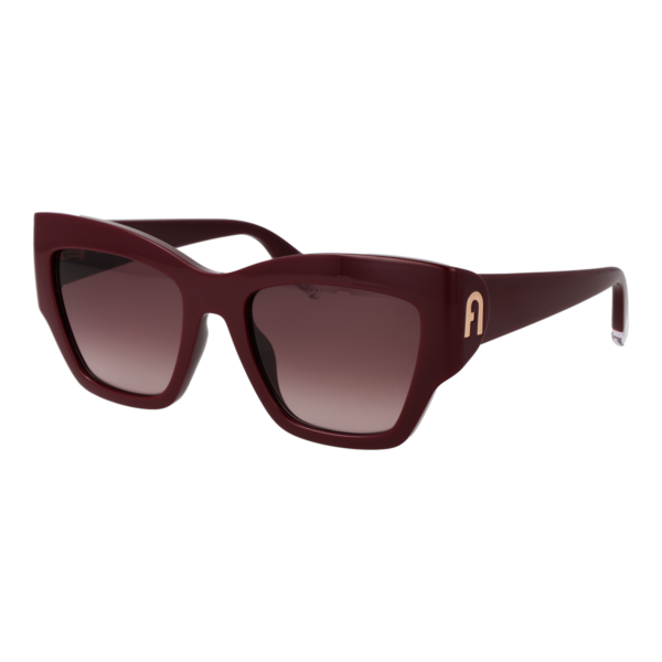 Furla Katzenaugen Sonnenbrille SFU891 5409FH in Burgunder – 45° Seitenansicht