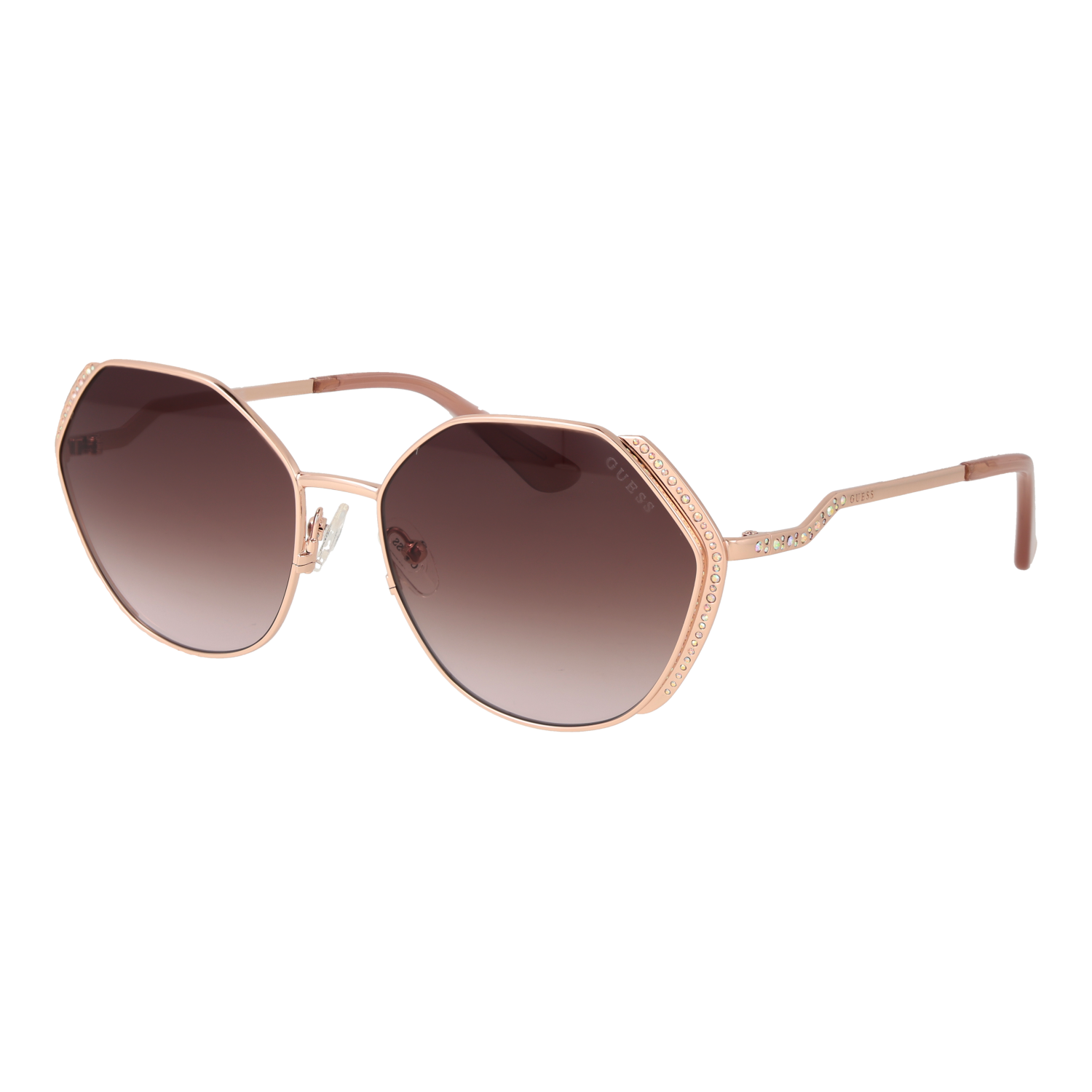 Guess Panto Sonnenbrille GU7842-S 5828Z in Rosé Gold – 45° Seitenansicht