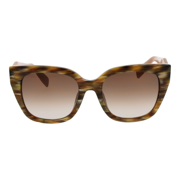 Furla Sonnenbrille SFU812 536YHY – Frontansicht mit Kunststoff Rahmen und Braun Gläsern