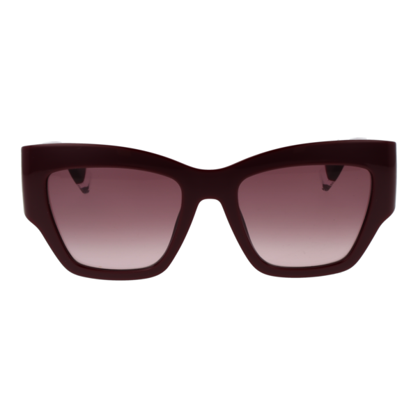 Furla Sonnenbrille SFU891 5409FH – Frontansicht mit Kunststoff Rahmen und Burgunder Gläsern